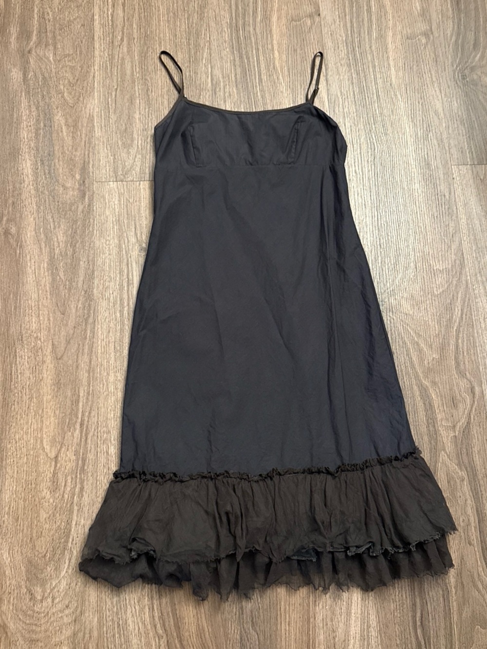 Dosa midnight blue ruffle mini dress with spaghetti straps. Size 2